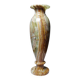Vintage baluster vase in green striped onyx, Italy, mid-century.