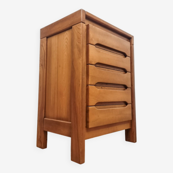 Maison Regain elm chest of drawers from the 70s