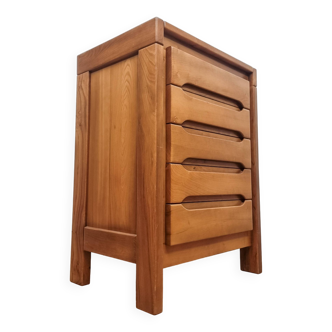 Maison Regain elm chest of drawers from the 70s