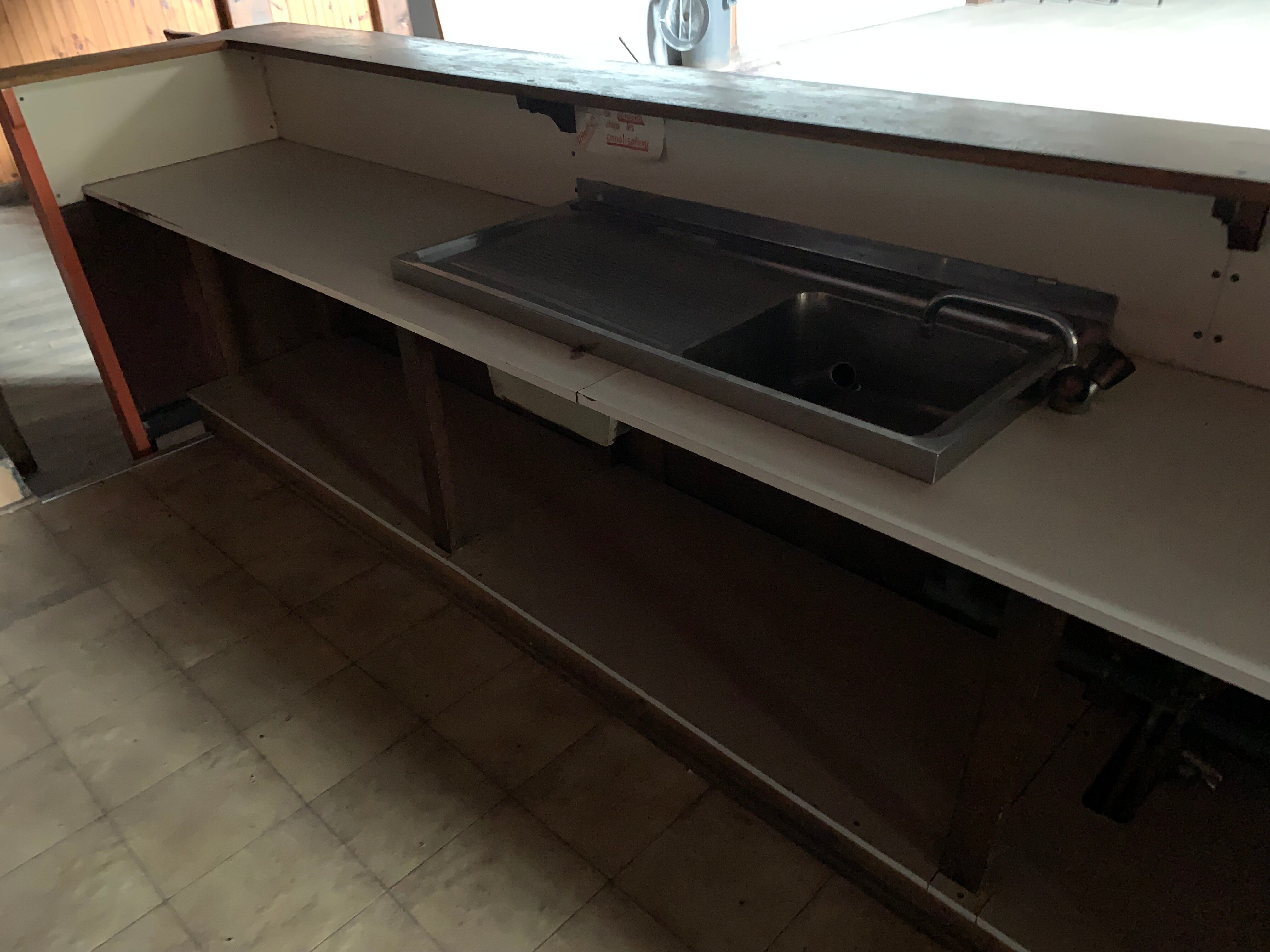 Old bar counter with glasswork