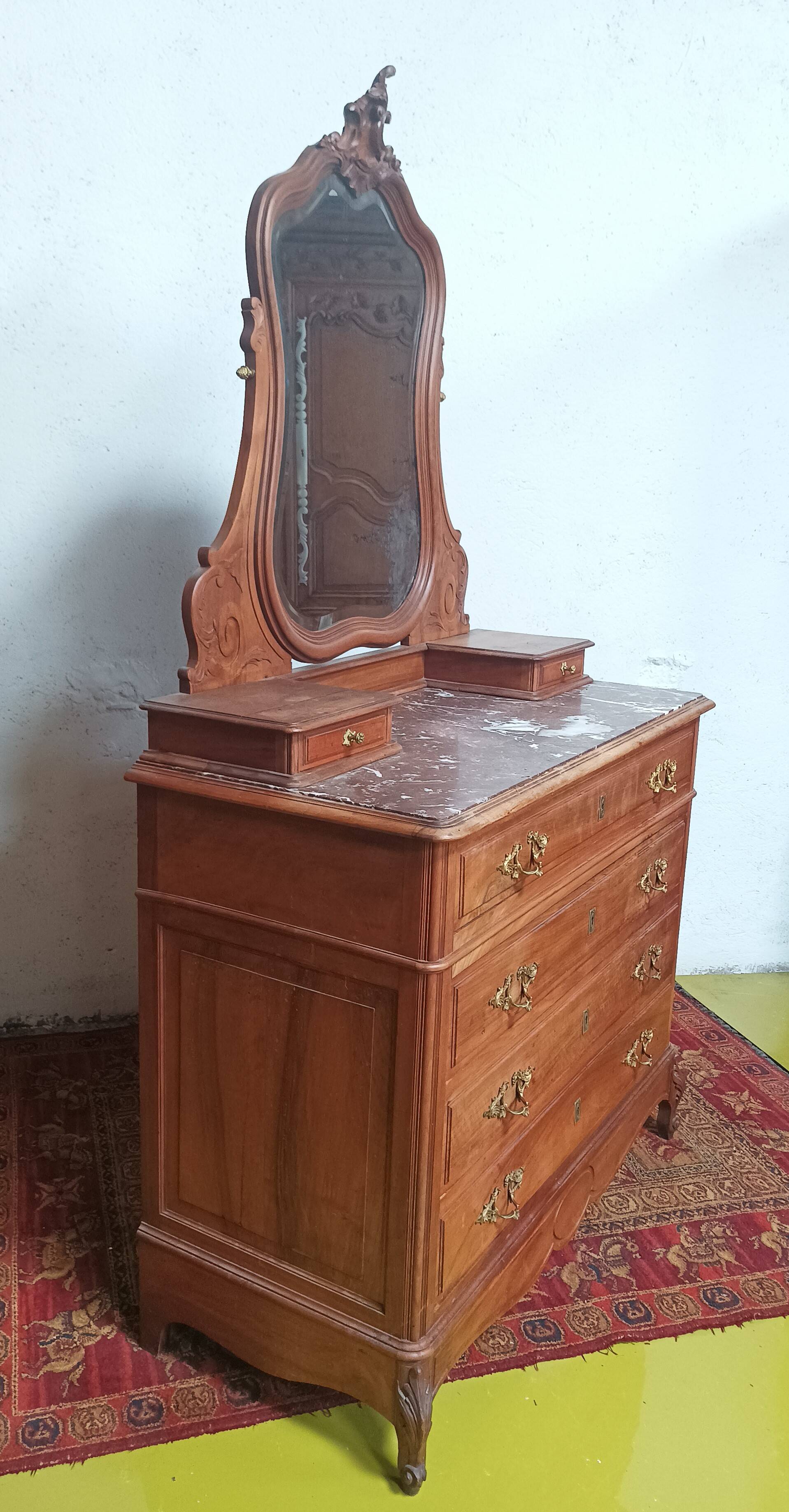Louis XV walnut dressing table chest of drawers