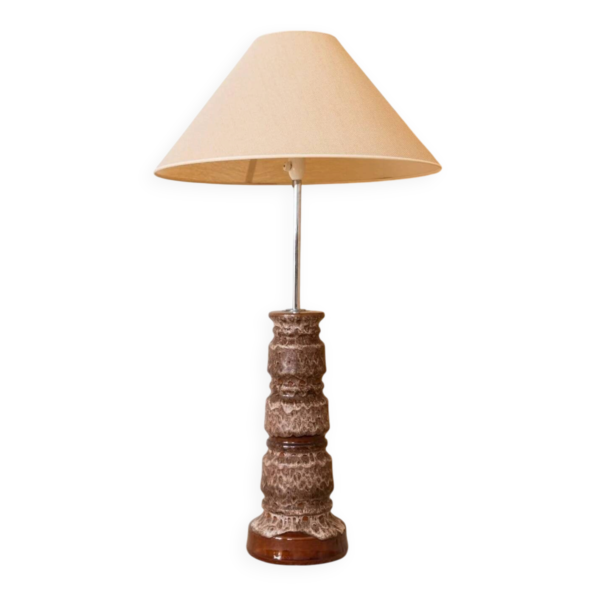 XXL ceramic floor lamp with shade - 1960s