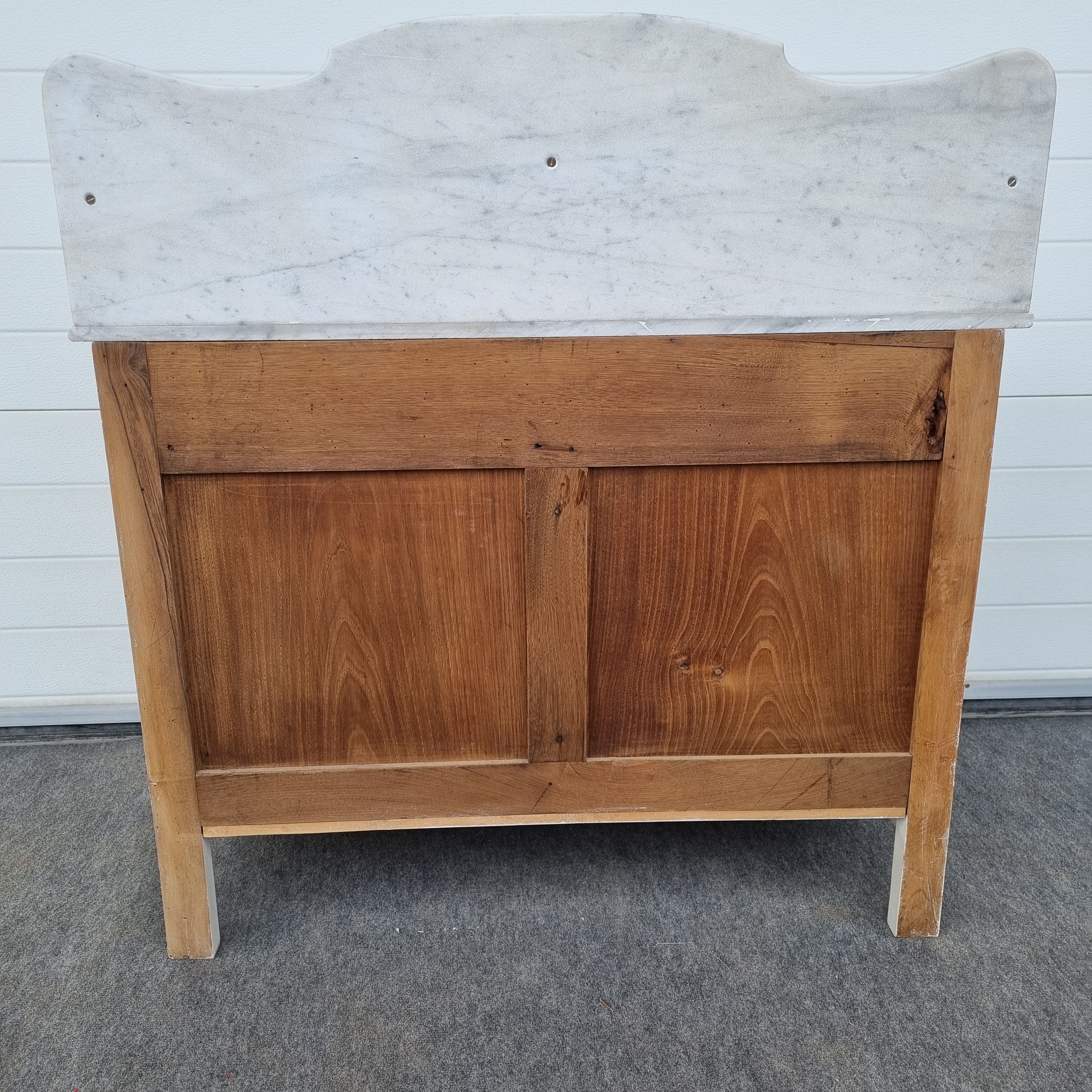 Patinated bathroom cabinet with marble 1940s