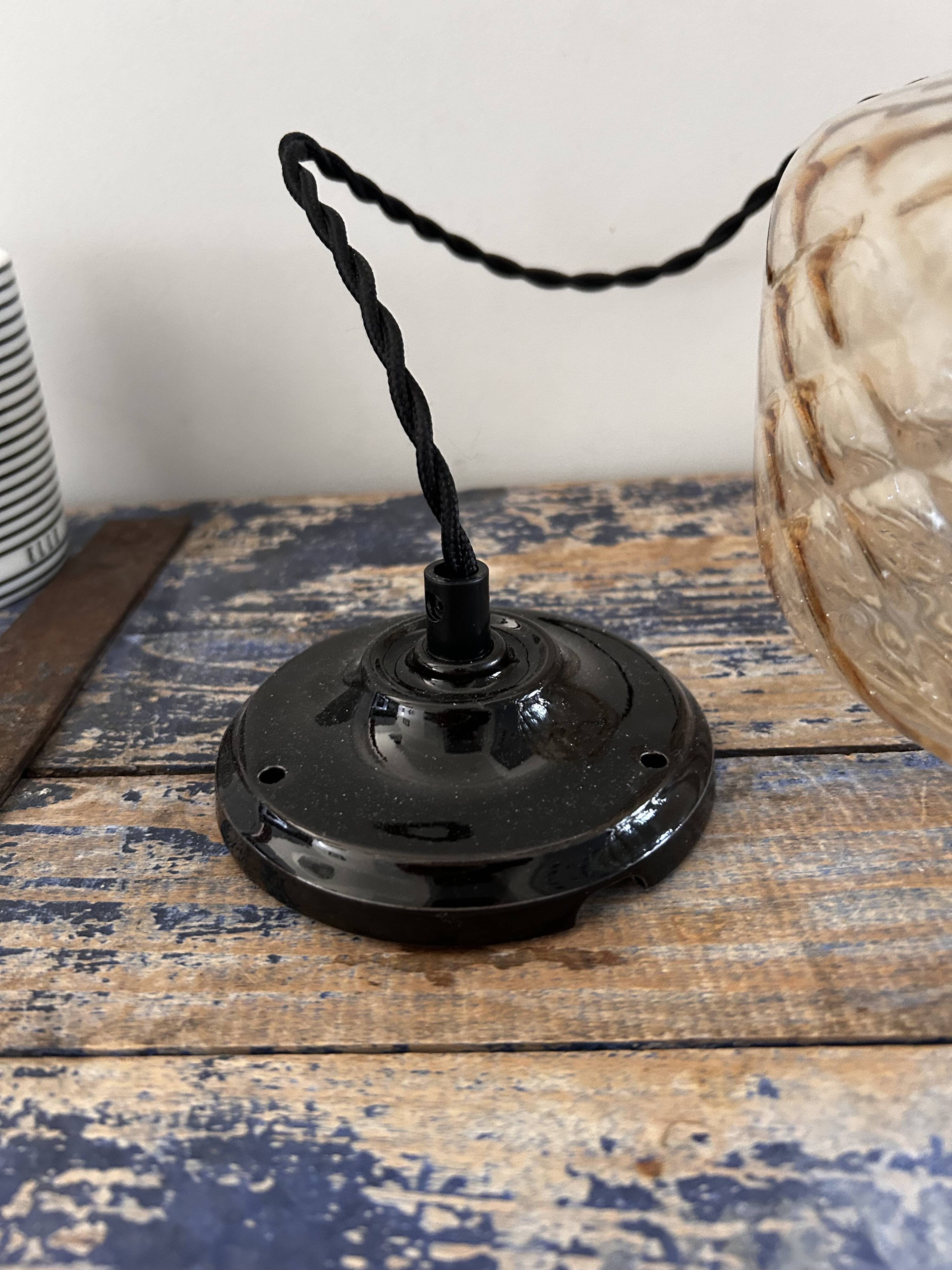 Vintage amber glass pendant light