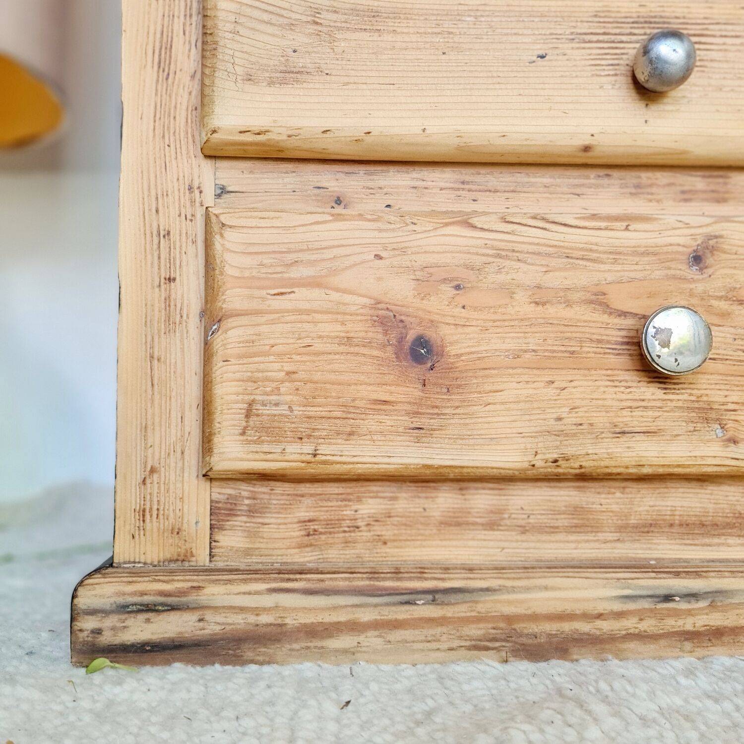 Old wooden semainier in rough wood