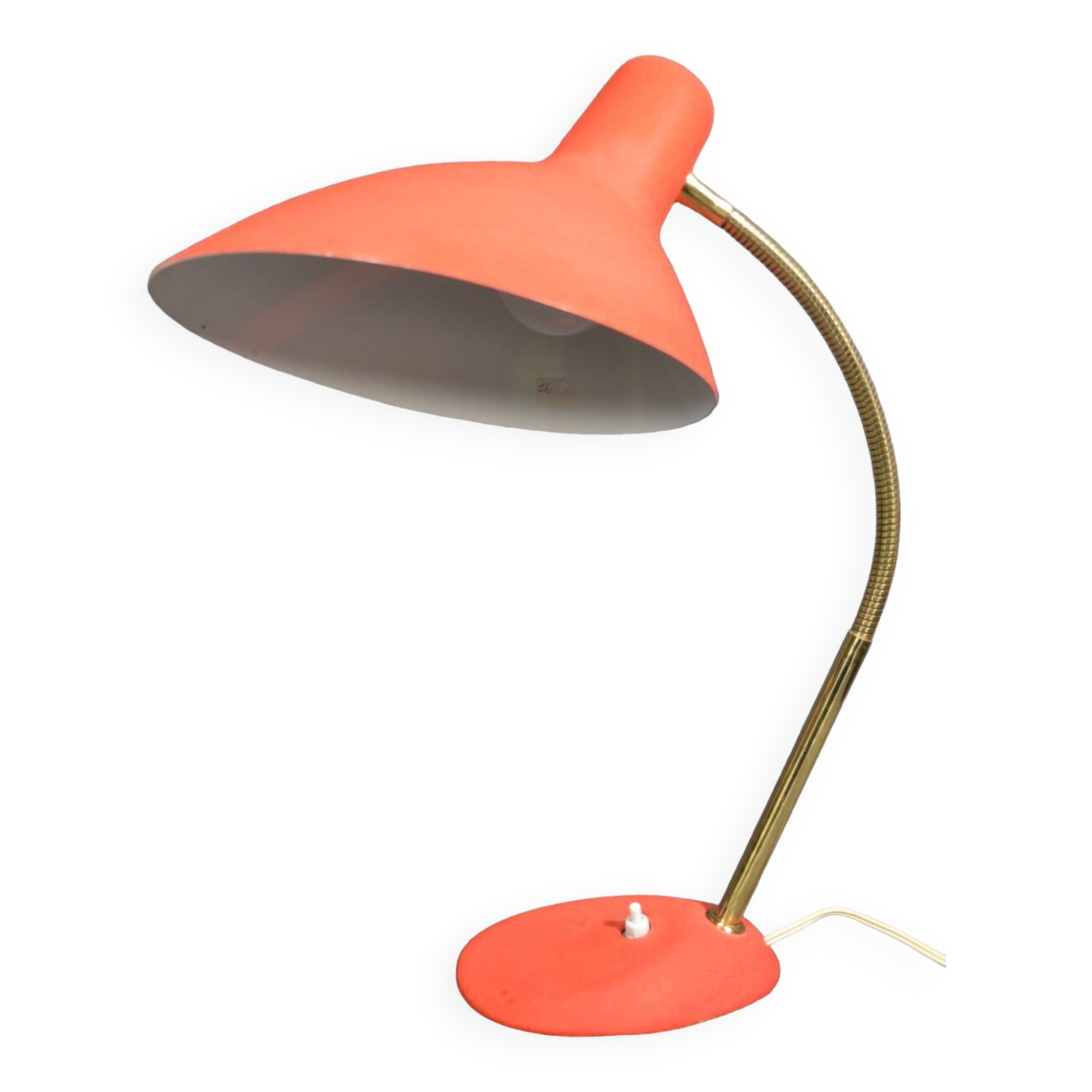 Jean Boris LACROIX (1902-1984), Desk lamp in red lacquered sheet metal, profiled diffuser
