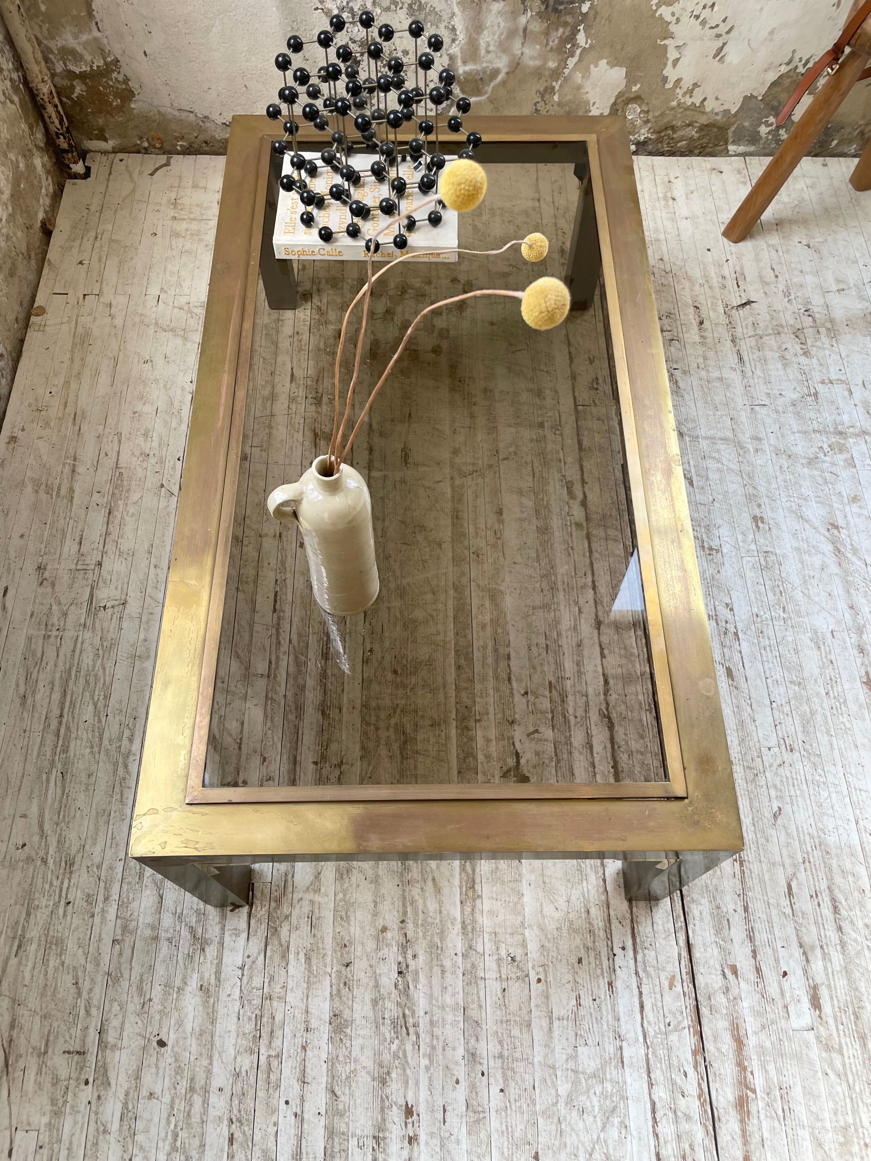 60s brass coffee table