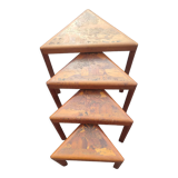 4 nesting tables in solid rosewood and Asian marquetry