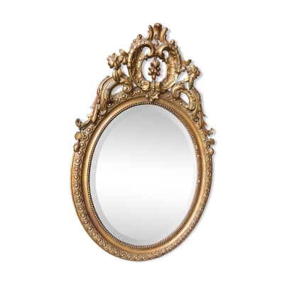 Miroir ovale doré de Style Napoléon III