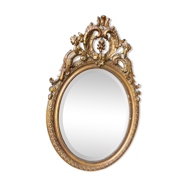 Miroir ovale doré de Style Napoléon III