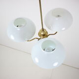 Mid-Century Brass Chandelier, Czechoslovakia, 1970s, Made in Jablonec Glassworks