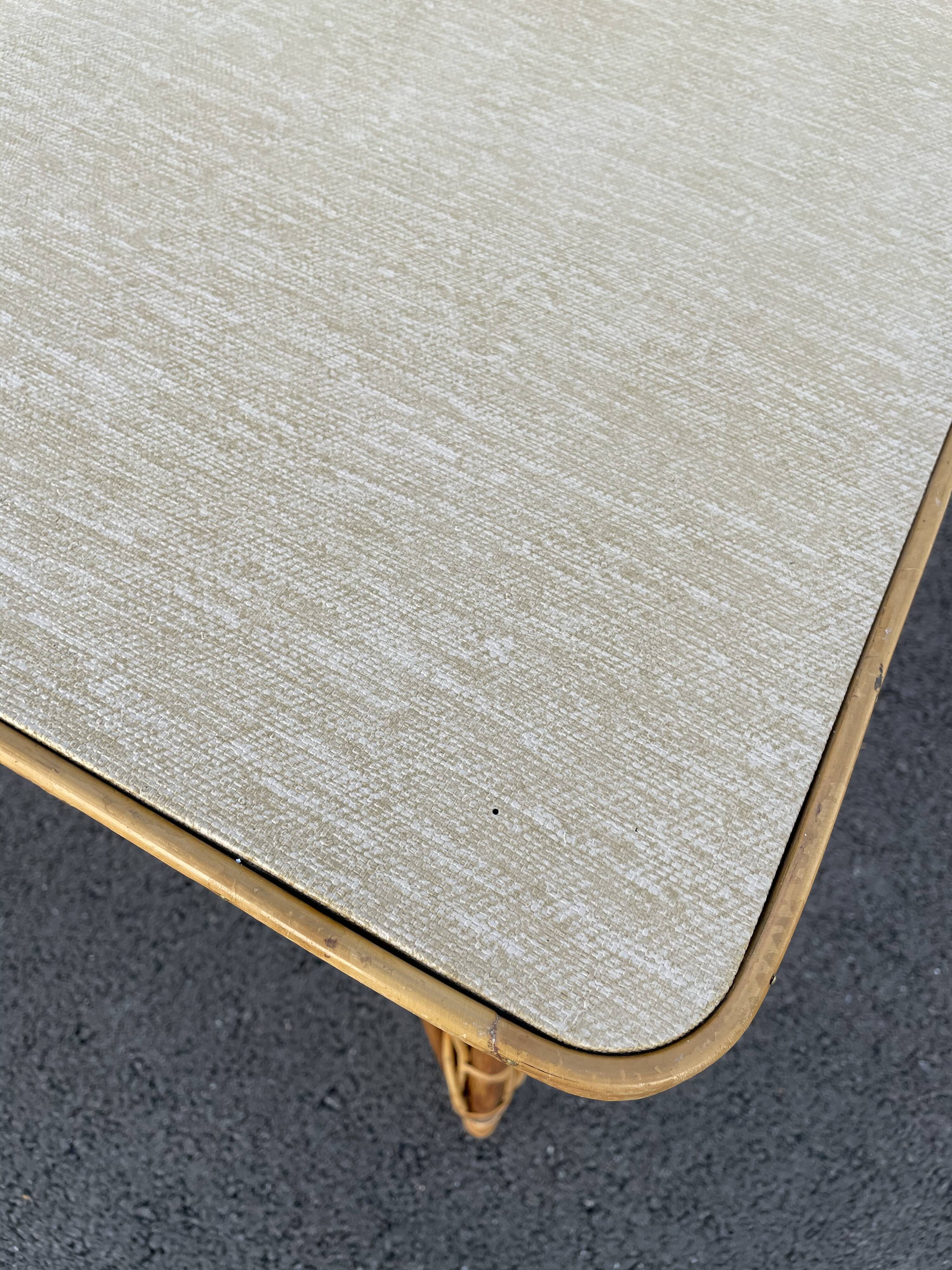 Rattan table vintage compass feet