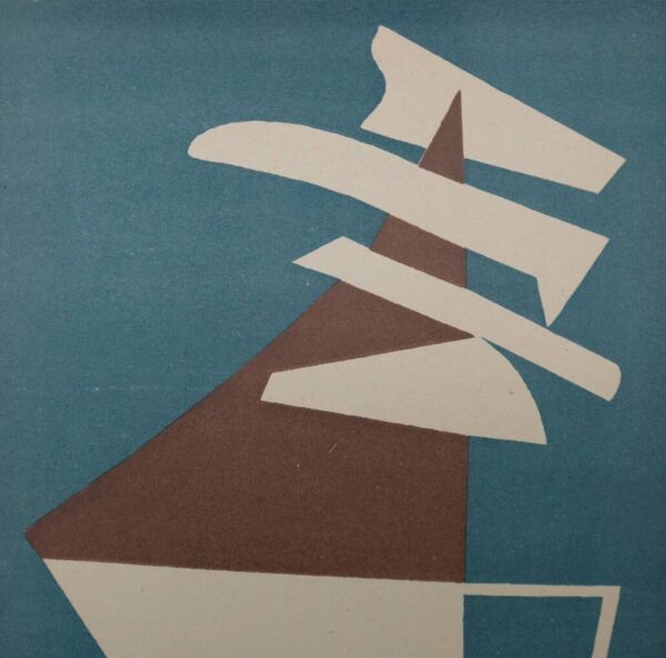 Alberto magnelli : composition abstraite sur fond bleu - lithographie origi