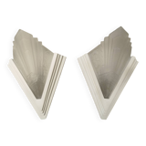 Pair of Art Deco wall sconces in plaster and pressed glass.