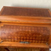 Cylindrical desk in cubic marquetry Louis XVI style late 19th, early 20th century