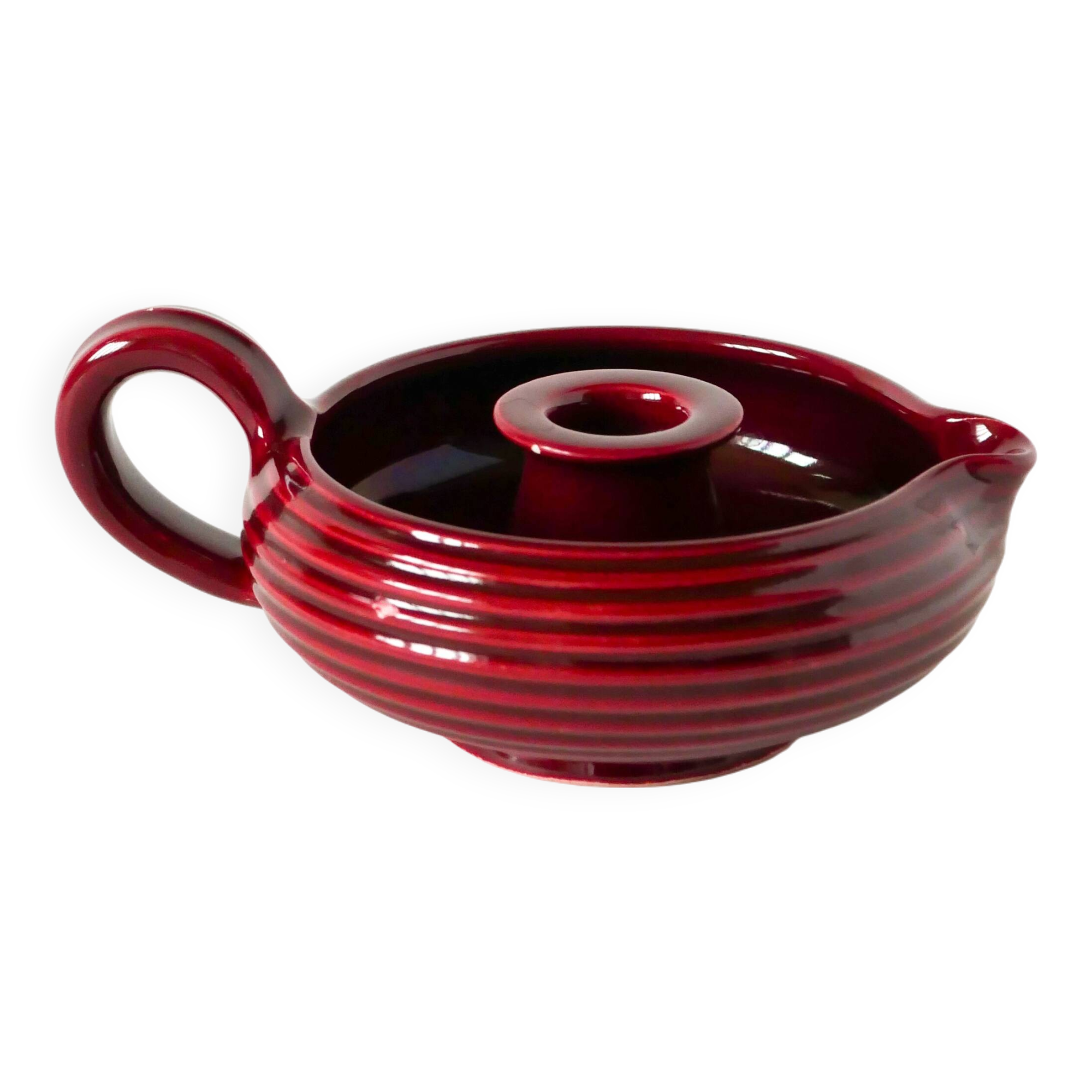 Large ceramic candle holder, Bordeaux, signed Vallauris, 1970