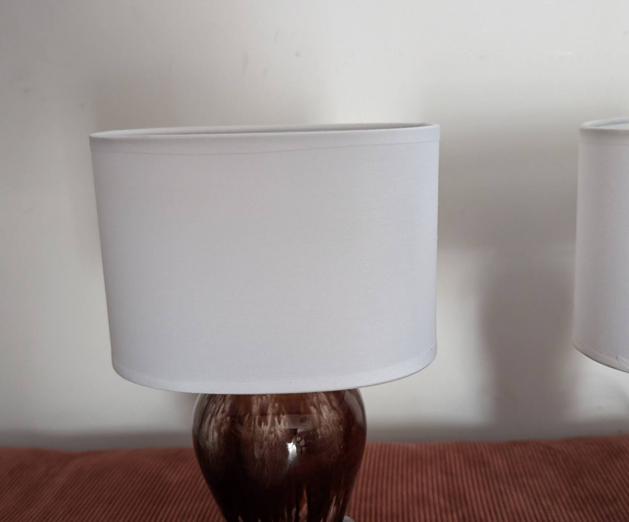 Pair of vintage 70s ceramic bedside lamps – Glazed enamels & e