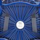 Magis Piña blue chair with metal frame and padded seat