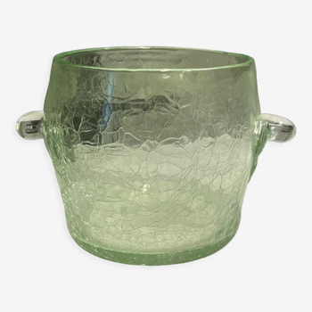 Cracked blown glass ice bucket