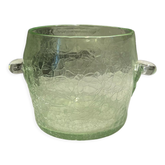 Cracked blown glass ice bucket