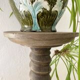 Antique pedestal table, column base, press screw, handcrafted piece.