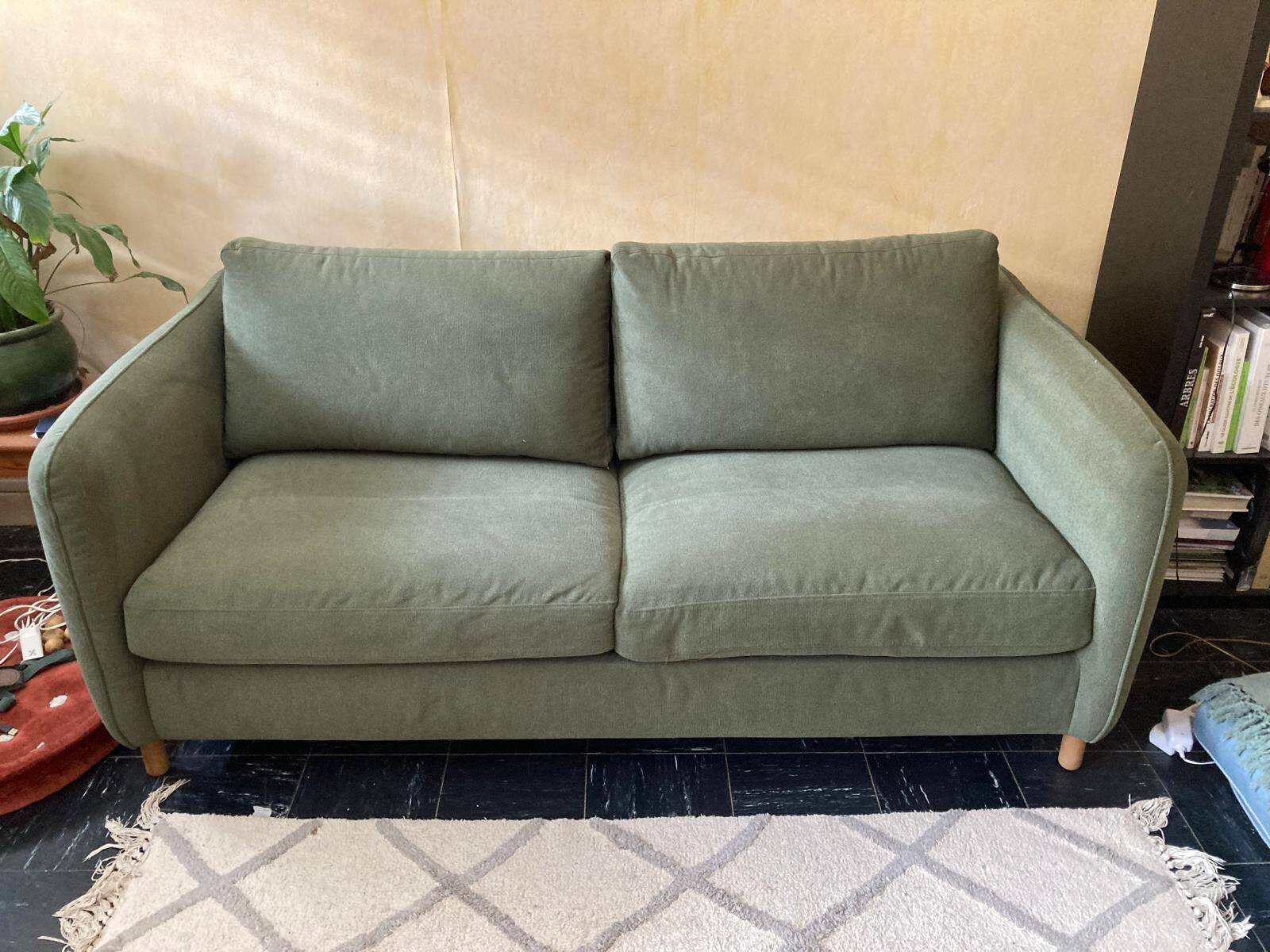 La Redoute interior. Khaki mottled Lomeo convertible sofa.