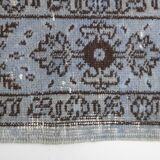 Turkish All-Over Floral Light Blue Vintage Runner Rug, 61x207Cm