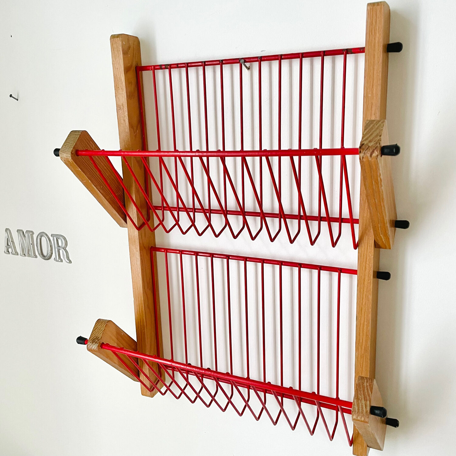 Wood and metal mail rack