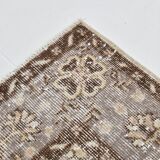 Vintage Brown & Beige Floral Bordered Rug, 184x268Cm