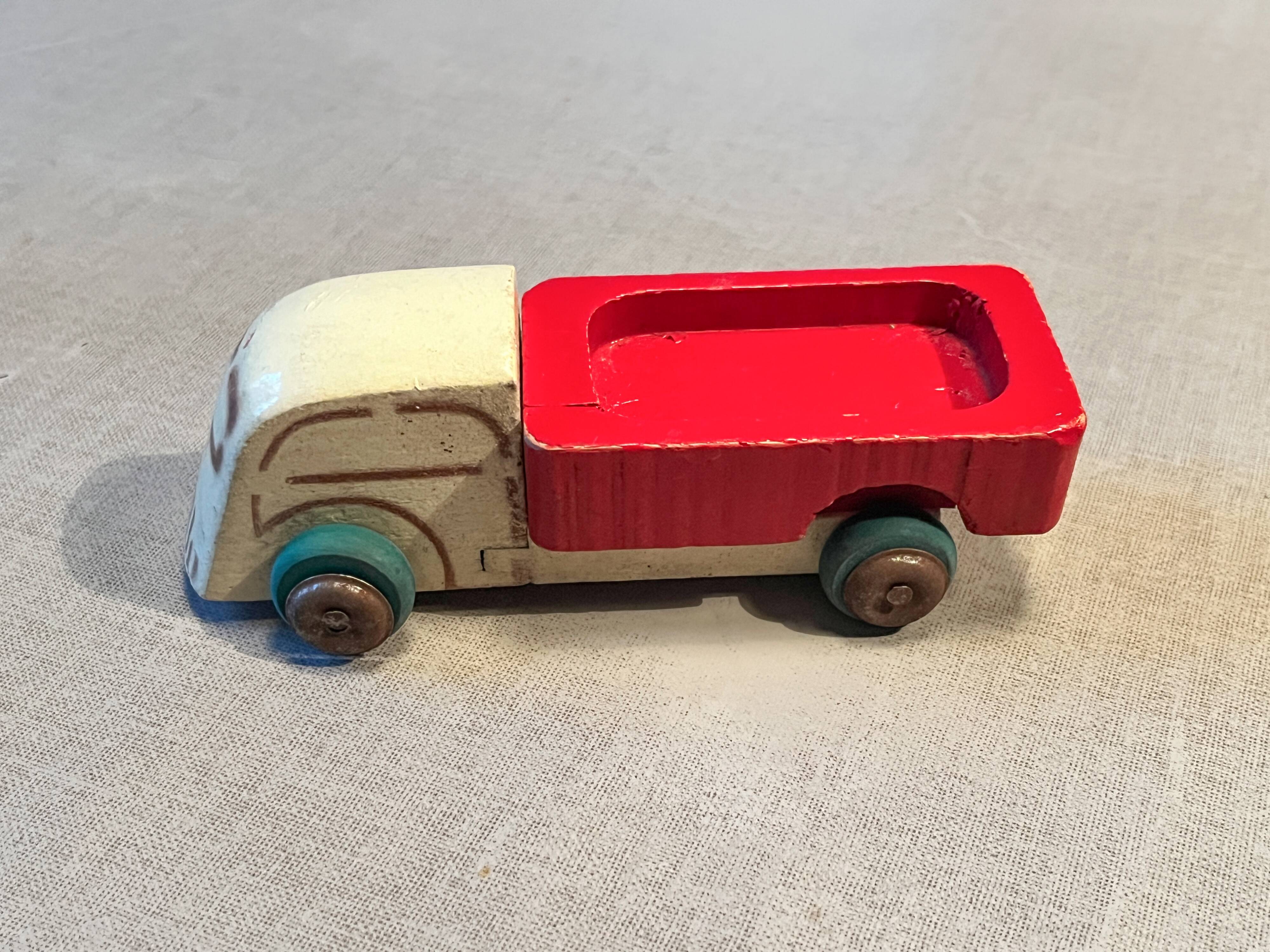 Small wooden flatbed truck, antique toy