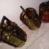 Paire d'appliques et suspension brutalistes