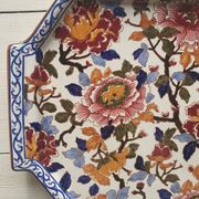 Top dish in earthenware of Gien decoration Peony