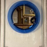 Miroir encadré d’un cercle de verre bleu, italie vers 1950