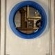 Mirror framed by a blue glass circle, italy circa 1950