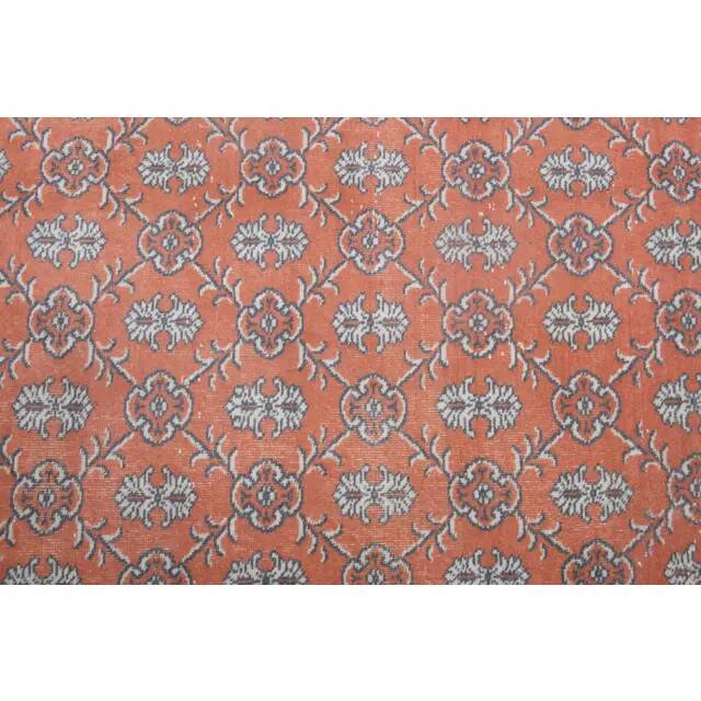 Tapis vintage turc Oushak fait main en laine et coton rouge