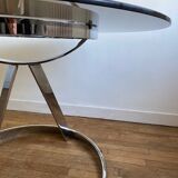 Round table vintage smoked glass 1970