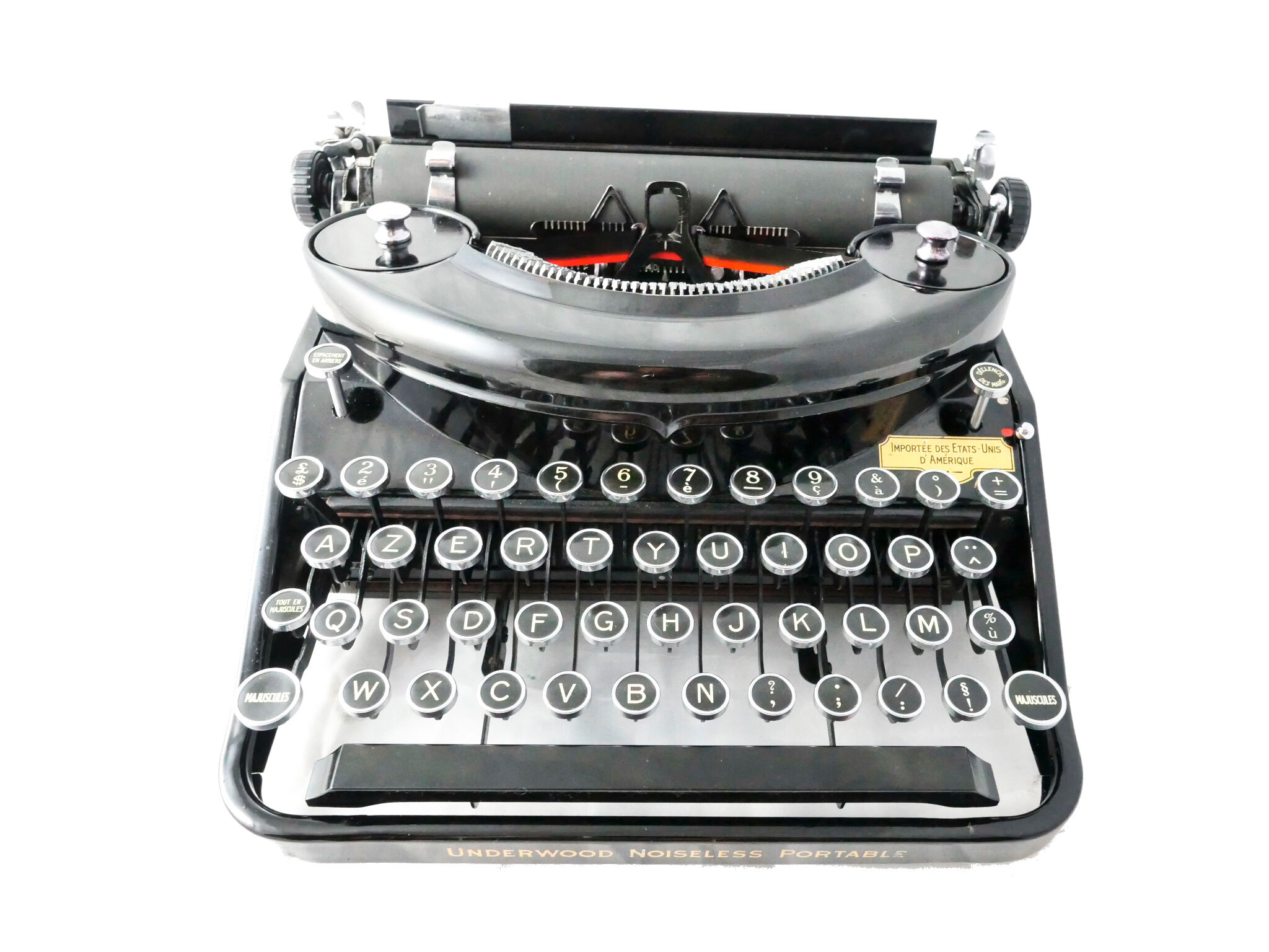 Underwood Noiseless black portable typewriter from 1935 revised new ribbon USA