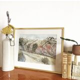 Signed watercolor framed
