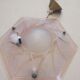Art Deco ceiling lamp / chandelier in pink pressed molded glass in working order