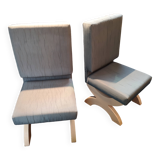 Pair of minimalist white and blue armchairs