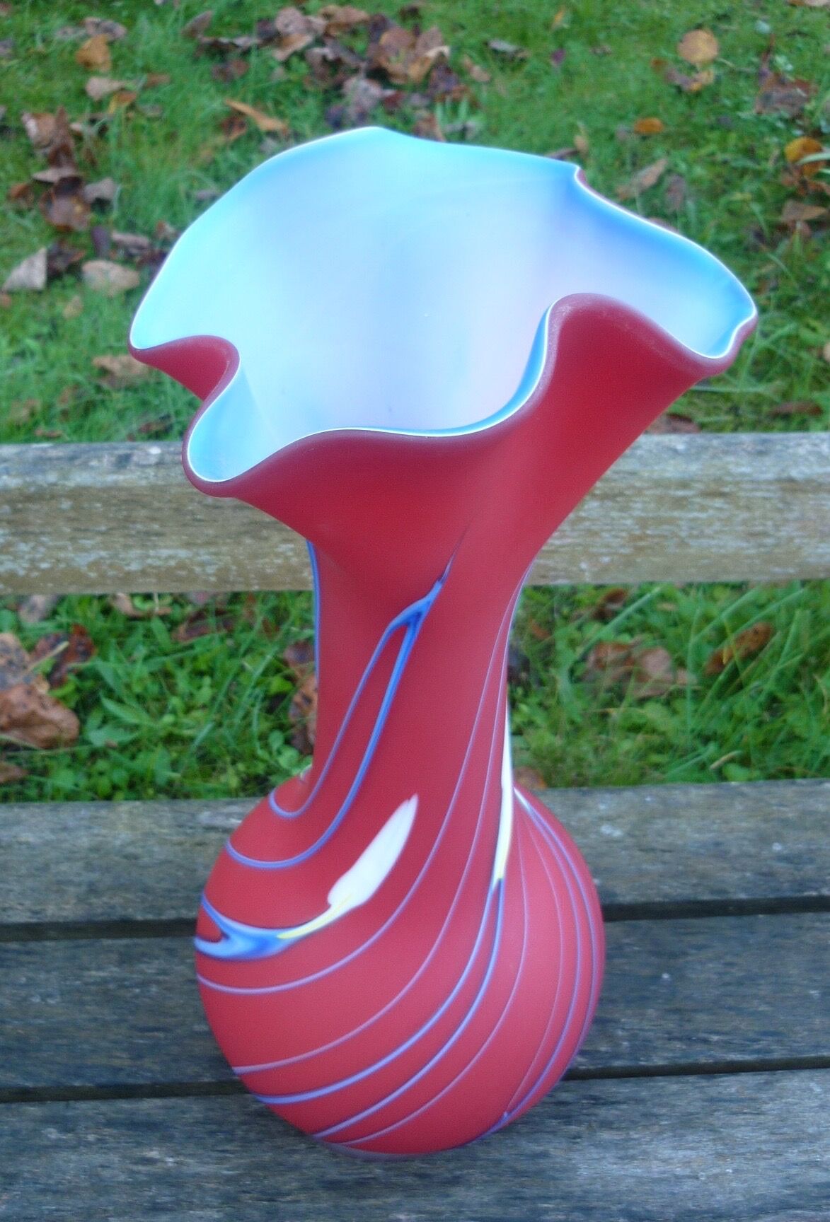Vase rouge en verre double épaisseur opaque 44 cm