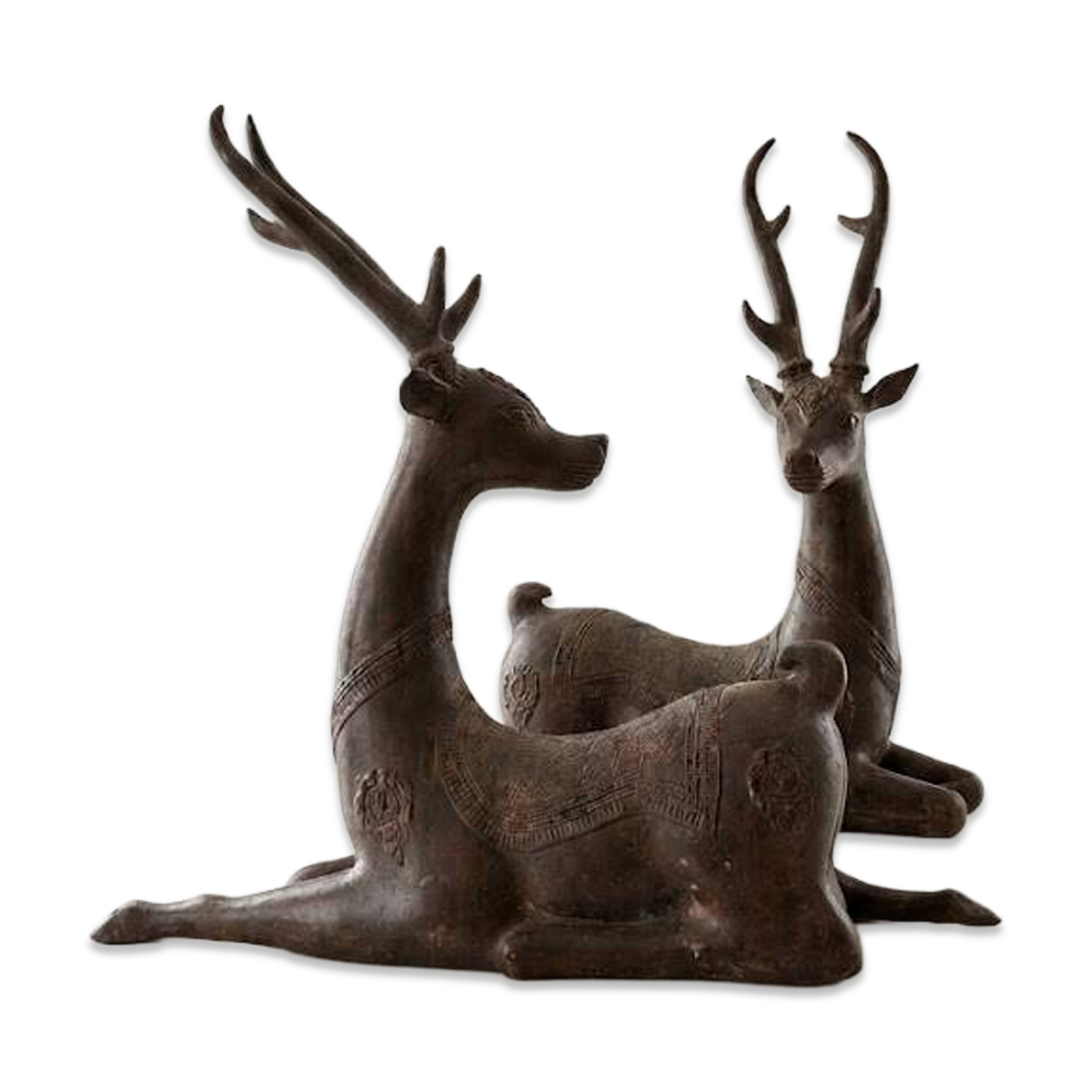Solid bronze deer 20kg (1979), with period sales certificate.