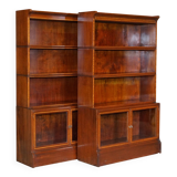 Antique pair of legal bookcases by William Baker Co in hardwood, satin and walnut.