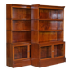 Antique pair of legal bookcases by William Baker Co in hardwood, satin and walnut.