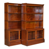 Paire antique de bibliothèques juridiques William Baker Co en bois dur, satin et noyer