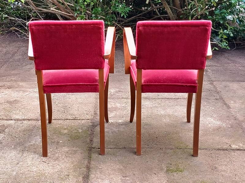 Art Deco bridge chairs in fabric from the 1950s and vintage.