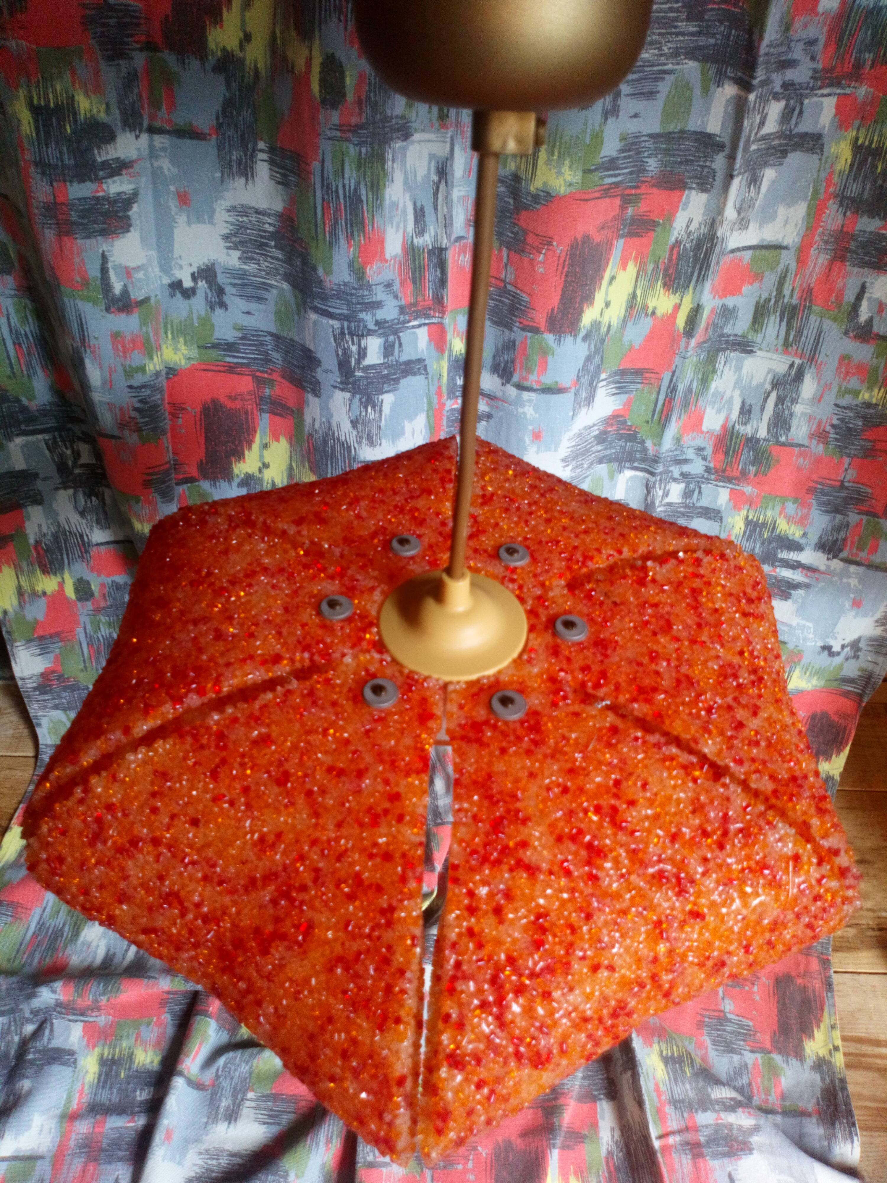 Vintage orange perspex hanging lamp