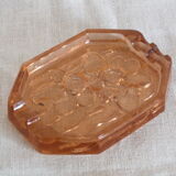 Cendrier en verre moulé pressé style art déco décor de roses