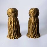 Paire de bougeoirs en plâtre en forme de nœud doré, Espagne, 1980