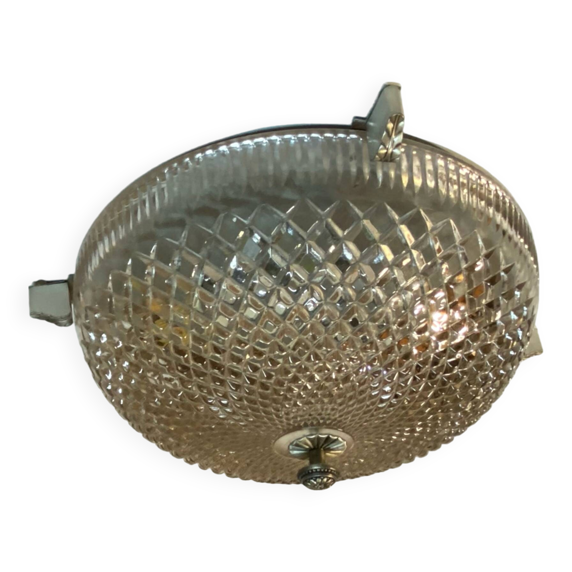 Large glass wall light 1950 vintage transparent old light fixture